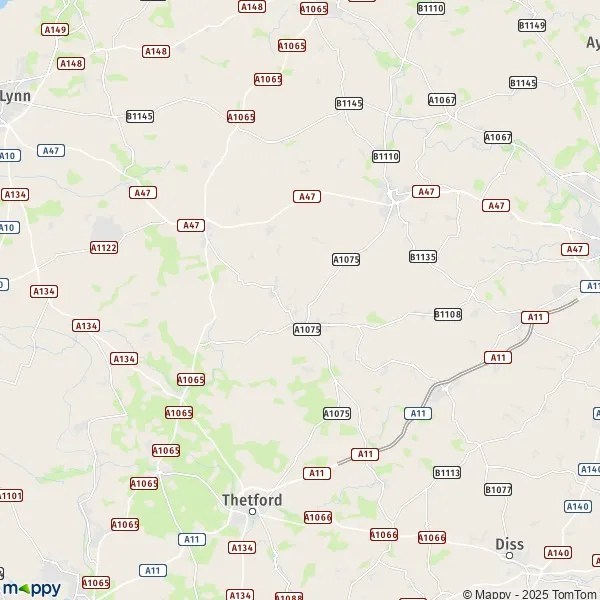 Map Twyford map of Twyford (NR20 5) and practical information